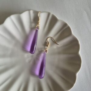 Aros gota morado vidrio