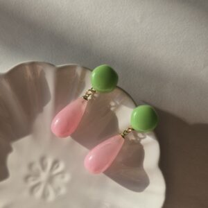 Aros gota rosa y verde