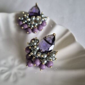 Aros cristal morado y mostacillas