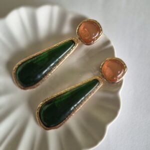 Aros gota cristal dorados